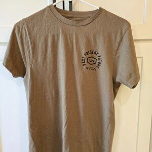 Mens RVCA T Shirt Sz Small S Brown short sleeve crew neck